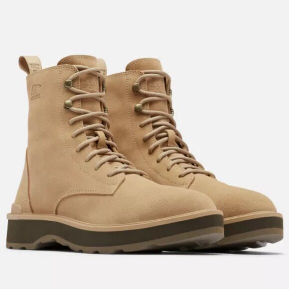 Sorel Shoes - Sorel Hi-Line Tan Suede Waterproof Lace-Up Lightweight Combat Boot. 10. NWT!!
